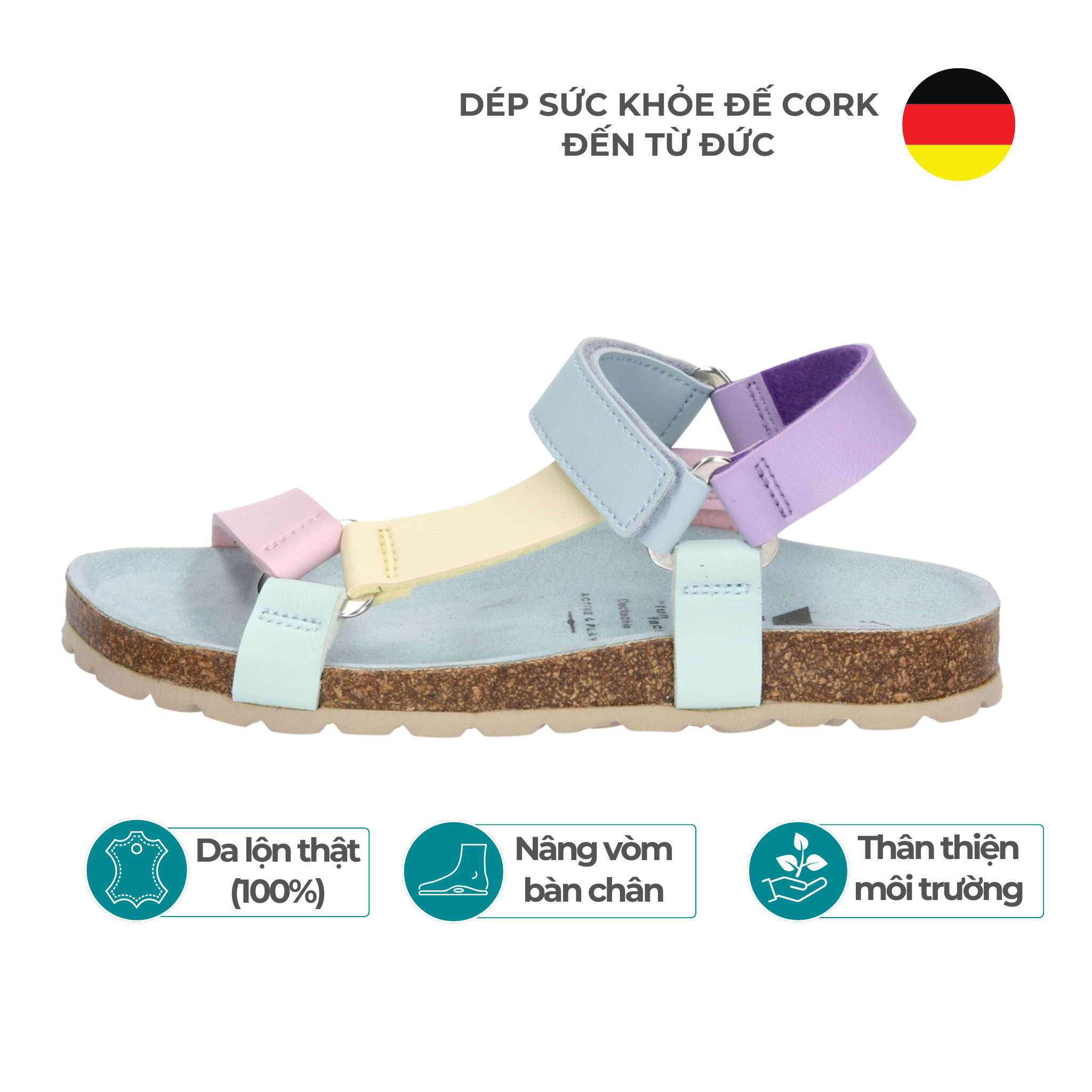  Sandal Đế Cork Bé Gái - Multi Colour 
