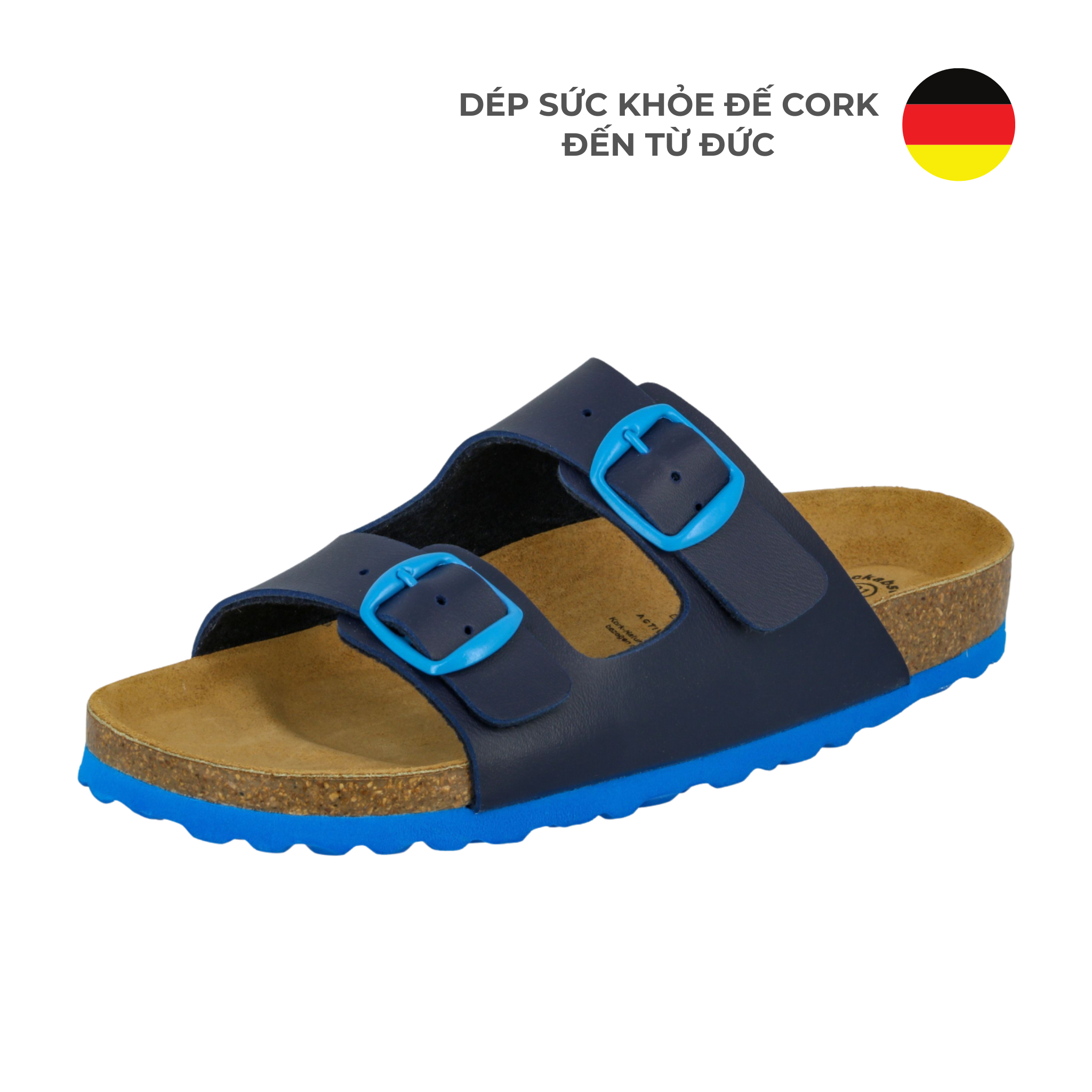  Dép Đế Cork Bé Trai - Bioline Kids Navy/Blue 