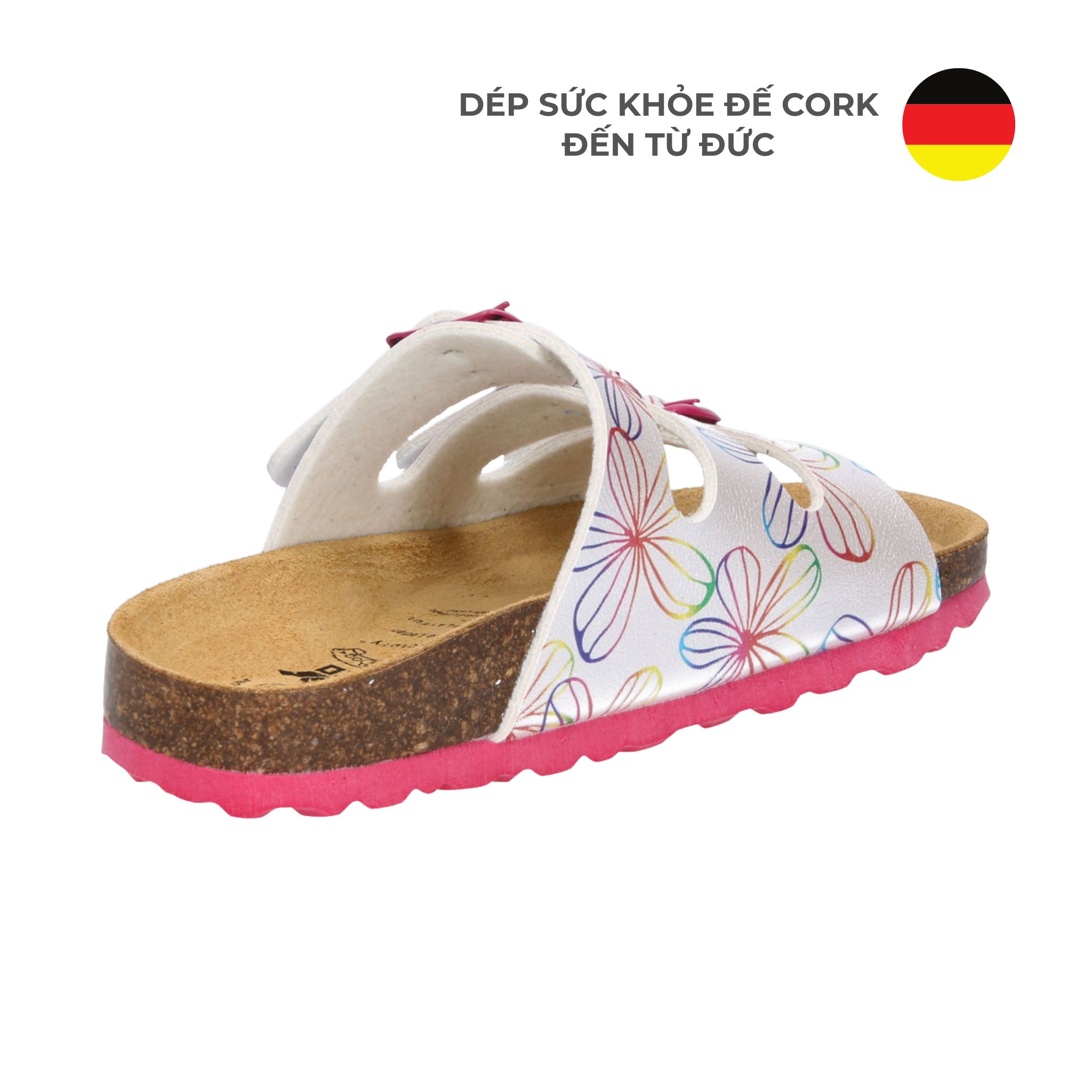  Dép Đế Cork Bé Gái - Bioline Star Weiss/Bunt 