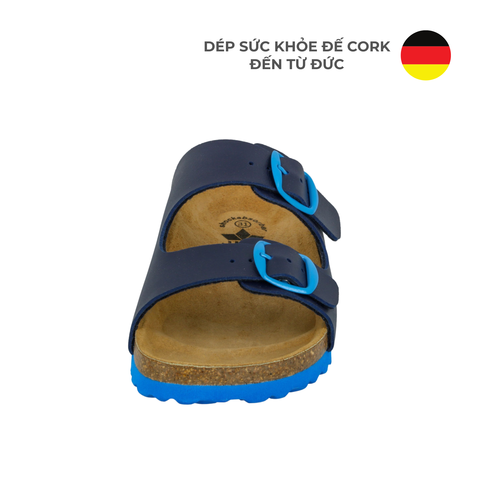  Dép Đế Cork Bé Trai - Bioline Kids Navy/Blue 