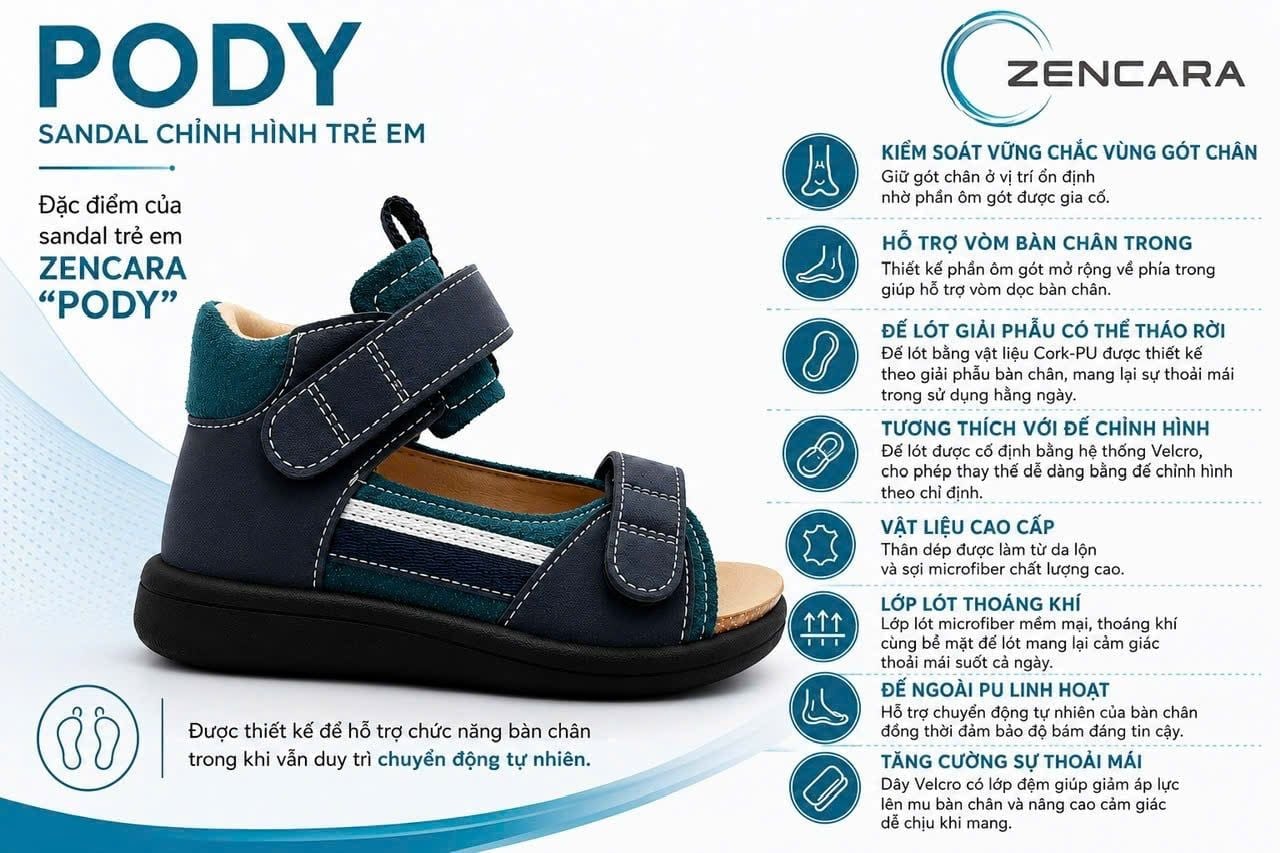  Dép hỗ trợ chỉnh hình bàn chân bẹt (Hãy liên hệ trực tiếp với Zencara để được tư vấn về giá dép chỉnh hình) 