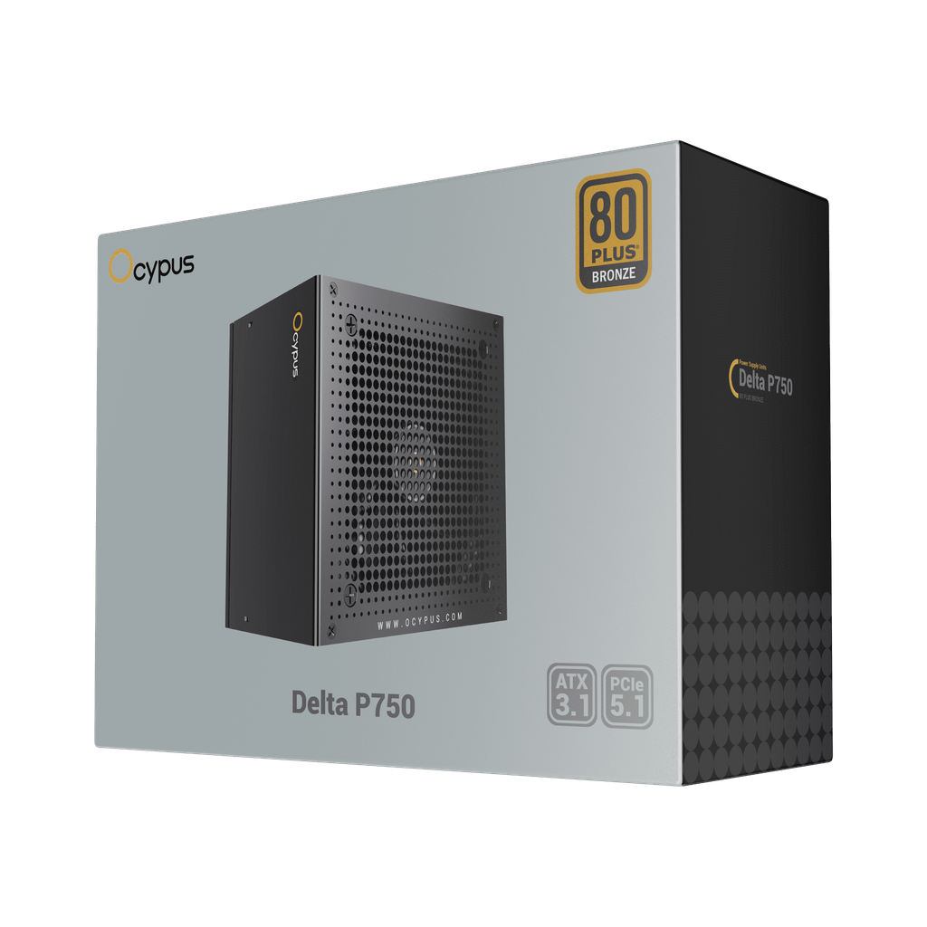 Nguồn máy tính Ocypus Delta P750 (750W, 80 Plus Bronze, ATX3.1 PCIE5.1, Japanese High-quality Bulk Capacitors)