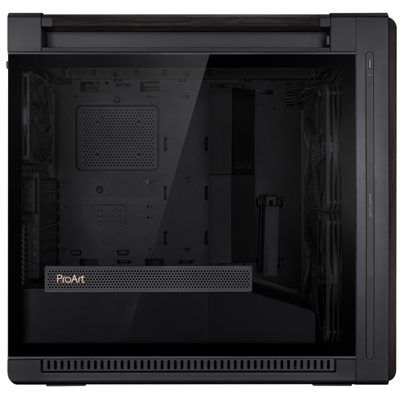 CASE ASUS ProArt PA602 Wood Edition - Tempered Glass Panel Mid-Tower EATX Hỗ trợ tản nhiệt 420mm, VGA 440mm