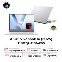 Laptop AI ASUS Vivobook 16 A1607QA-MB067WS | Snapdragon X X1 26 100 | 16GB | 512GB
