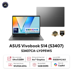 Laptop AI ASUS Vivobook S14 S3407CA-LY095WS | Ultra 5 255H | 16GB | 512GB