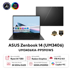 Laptop AI ASUS Zenbook 14 UM3406KA-PP590WS | OLED | Copilot+ PC | | AMD Ryzen AI 7 350 | 32GB | 1TB