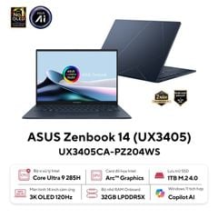 Laptop AI ASUS Zenbook 14 UX3405CA-PZ204WS | OLED Cảm ứng | Intel Ultra 9 285H | 32GB | 1TB
