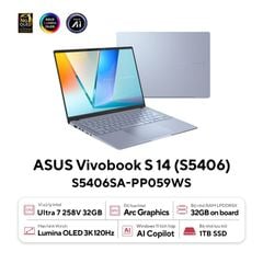 Laptop AI ASUS Vivobook S 14 OLED S5406SA-PP059WS | Intel Ultra 7 | 32GB | 1TB
