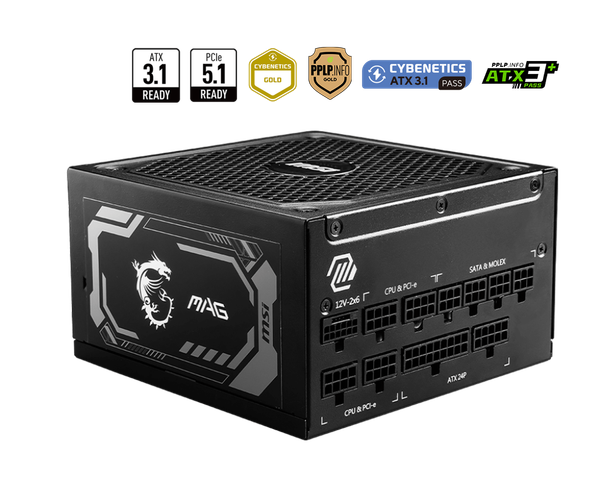 Nguồn máy tính MSI MAG A1250GL PCIE5 1250W 80 PLUS Gold Full Modular ATX 3.1 PCIe 5.1
