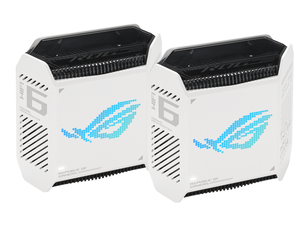 Router Mesh ASUS ROG Rapture GT6 White (Bộ 2 chiếc) - WiFi 6 Tri-Band, 9 ăng-ten, LAN 2.5G, CPU 1.7GHz, Tăng tốc Game 3 cấp độ
