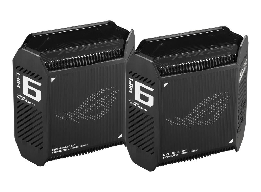 Router Mesh ASUS ROG Rapture GT6 Black (Bộ 2 chiếc) - WiFi 6 Tri-Band, 9 ăng-ten, LAN 2.5G, CPU 1.7GHz, Tăng tốc Game 3 cấp độ
