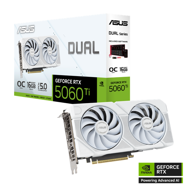 VGA ASUS Dual GeForce RTX™ 5060 Ti 16GB GDDR7 White OC Edition