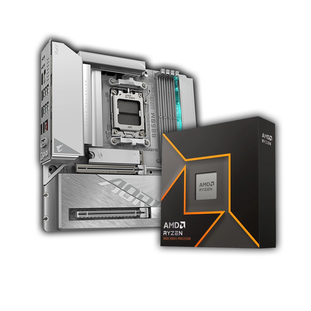 Combo Mainboard CPU: Gigabyte B850M AORUS STEALTH & AMD Ryzen 7 9800X3D TRAY