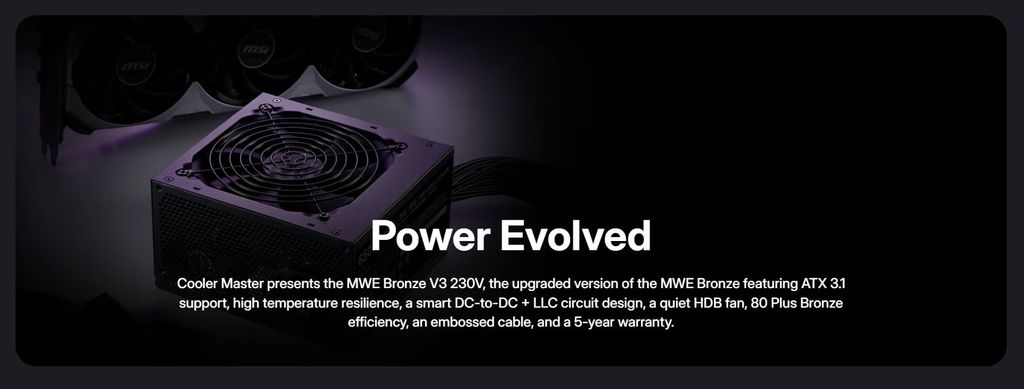Nguồn máy tính Cooler Master MWE Bronze 650 V3 230V