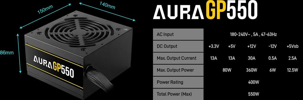 Nguồn máy tính GAMDIAS AURA GP550