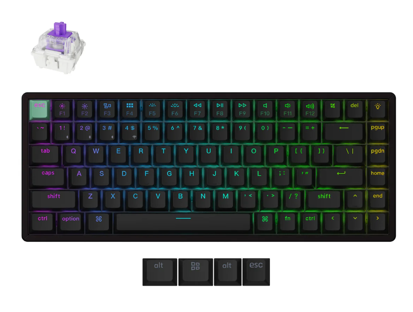 Bàn phím cơ không dây Keychron K2H K2 HE (Layout 75%, Magnetic Switch)