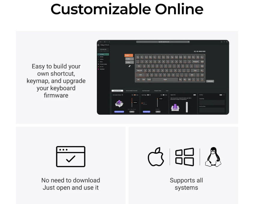 Bàn phím cơ không dây Keychron K2H K2 HE (Layout 75%, Magnetic Switch)