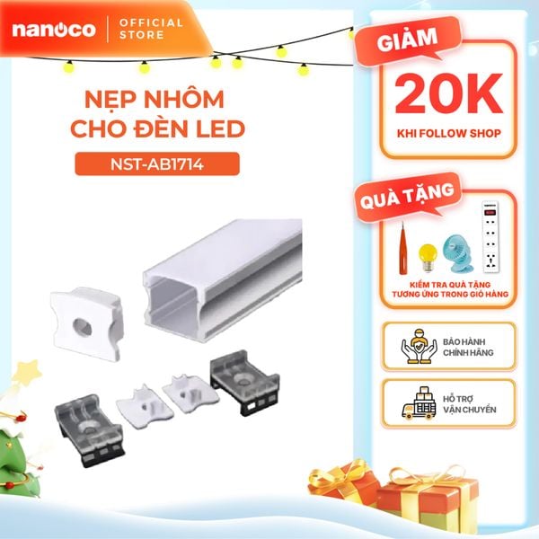 Nẹp nhôm cho đèn LED dây trong nhà Nanoco chiều dài 2m