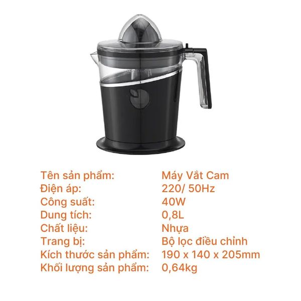 Máy vắt cam NCE4008* Nanoco 0.8L – Nhỏ gọn, vắt kiệt nước, dễ dàng sử dụng