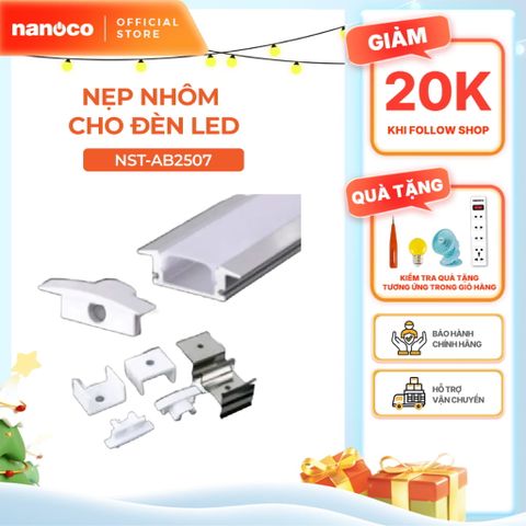 Nẹp nhôm cho đèn LED dây trong nhà Nanoco chiều dài 2m