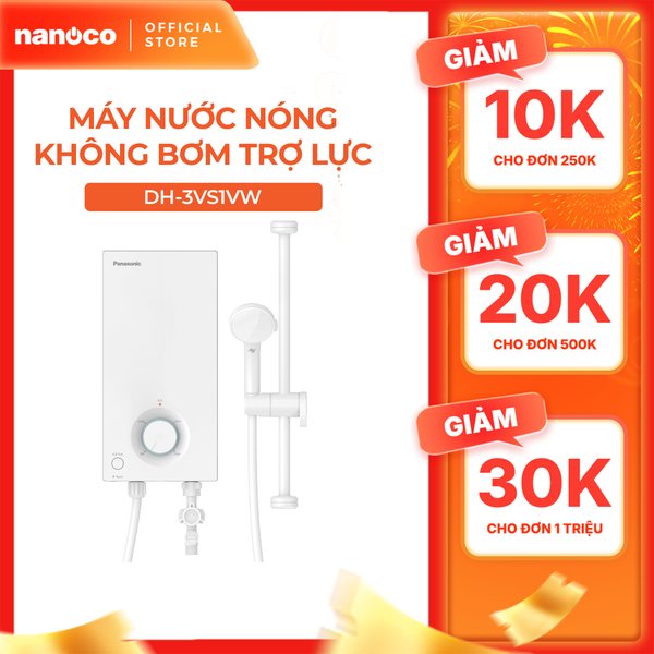 Máy nước nóng Panasonic model DH-3VP1VW/ DH-3VS1VW dòng V- Series (3500W, màu trắng) - KO GỒM CP LẮP