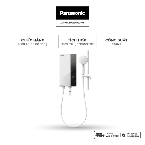 Máy nước nóng Panasonic model DH-4UP1VW/ DH-4UP1VS có bơm trợ lực(4500W, màu trắng/ xám)-KO BG CPLẮP