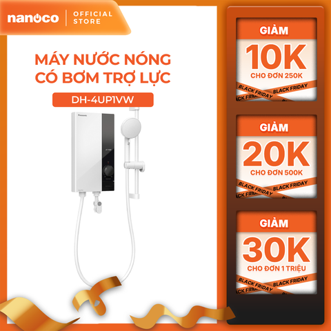 Máy nước nóng Panasonic model DH-4UP1VW/ DH-4UP1VS có bơm trợ lực(4500W, màu trắng/ xám)-KO BG CPLẮP