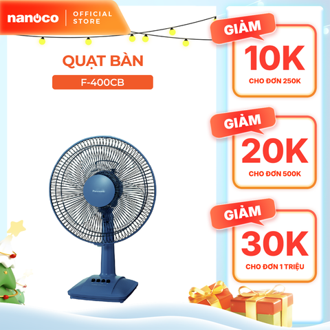 Quạt bàn Panasonic model F-400C (màu xanh, màu trắng ngà  - 3 chế độ gió  - công suất 48W)