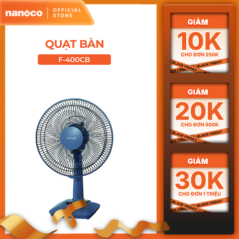 Quạt bàn Panasonic model F-400C (màu xanh, màu trắng ngà  - 3 chế độ gió  - công suất 48W)