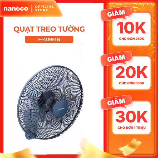 Quạt treo tường Panasonic F-409MG/ F-409MB màu trắng ngà, màu xanh công suất 51W