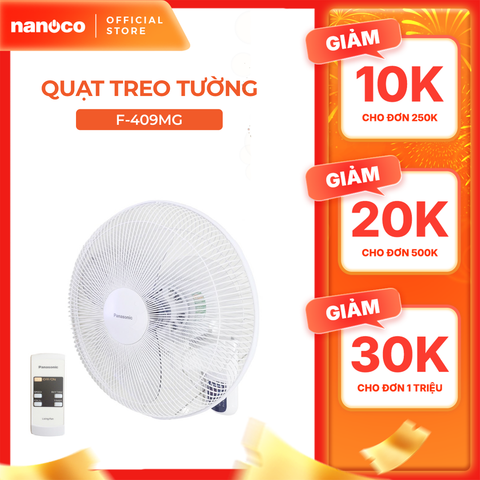 Quạt treo tường Panasonic F-409MG/ F-409MB màu trắng ngà, màu xanh công suất 51W