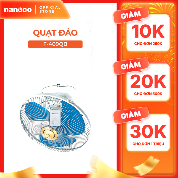 Quạt đảo Panasonic model F-409Q ( màu xanh, màu vàng  - 5 chế độ gió  - 45W) - KHÔNG GỒM PHÍ LẮP