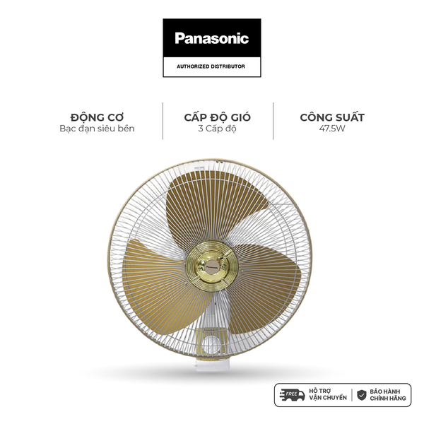 Quạt treo tường Panasonic model F-409U (màu xanh, vàng kim - 3 chế độ gió - 47.5W)- KO GỒM CP LẮP