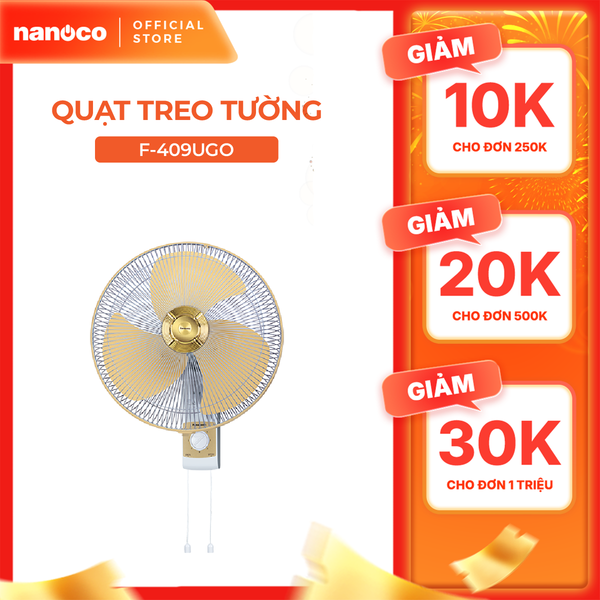 Quạt treo tường Panasonic model F-409U (màu xanh, vàng kim - 3 chế độ gió - 47.5W)- KO GỒM CP LẮP