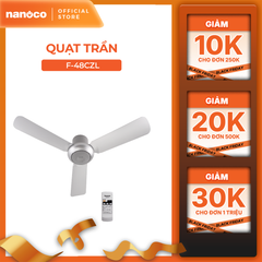 Quạt trần Panasonic model F-48CZL (màu trắng - 3 chế độ gió - công suất 55W) - KHÔNG GỒM PHÍ LẮP ĐẶT