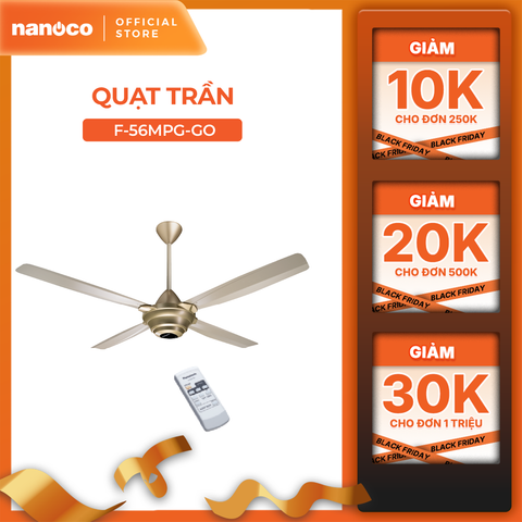 Quạt trần Panasonic model F-56MPG (màu bạc, màu vàng ánh kim - 3 chế độ gió -  59W) - KO GỒM CP LẮP