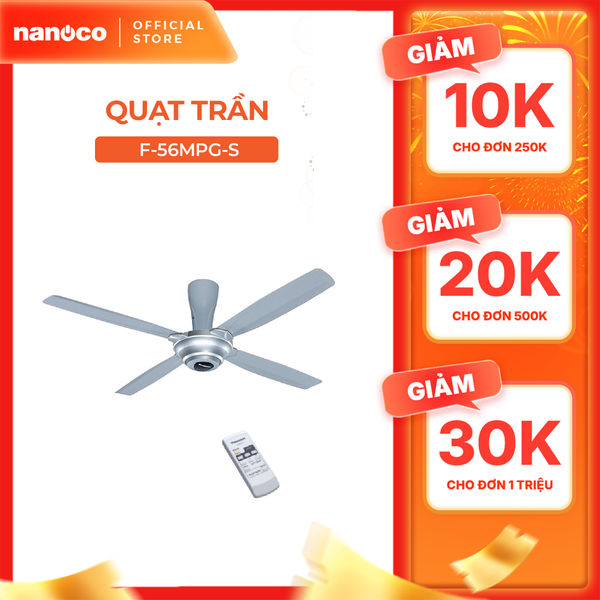 Quạt trần Panasonic model F-56MPG (màu bạc, màu vàng ánh kim - 3 chế độ gió -  59W) - KO GỒM CP LẮP