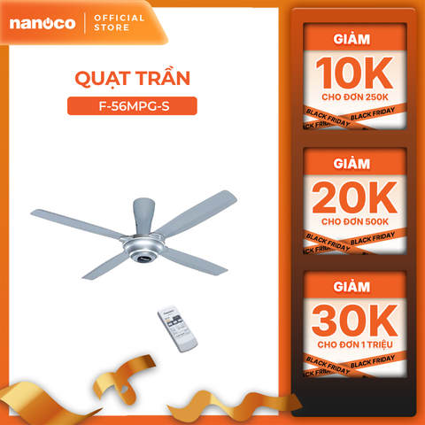 Quạt trần Panasonic model F-56MPG (màu bạc, màu vàng ánh kim - 3 chế độ gió -  59W) - KO GỒM CP LẮP