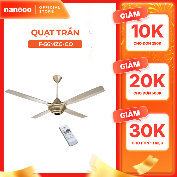 Quạt trần Panasonic model F-56MZG-GO (màu vàng ánh kim - 3 chế độ gió - 59W) - KHÔNG GỒM PHÍ LẮP