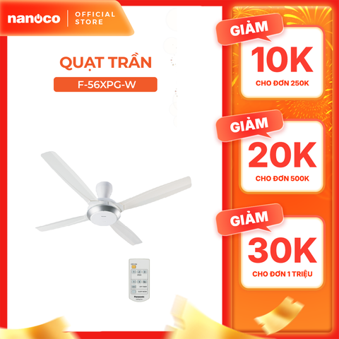 Quạt trần Panasonic model F-56XPG (màu đen, màu trắng - 3 chế độ gió - 59W) - KHÔNG GỒM  PHÍ LẮP