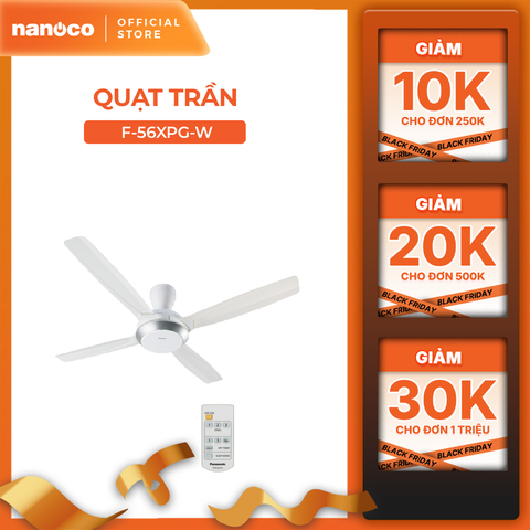 Quạt trần Panasonic model F-56XPG (màu đen, màu trắng - 3 chế độ gió - 59W) - KHÔNG GỒM  PHÍ LẮP