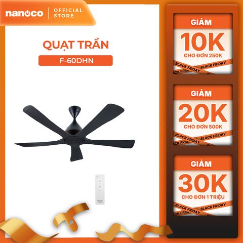 Quạt trần Panasonic model F-60DHN (màu đen - 10 chế độ gió  - công suất 54W) - KHÔNG GỒM PHÍ LẮP