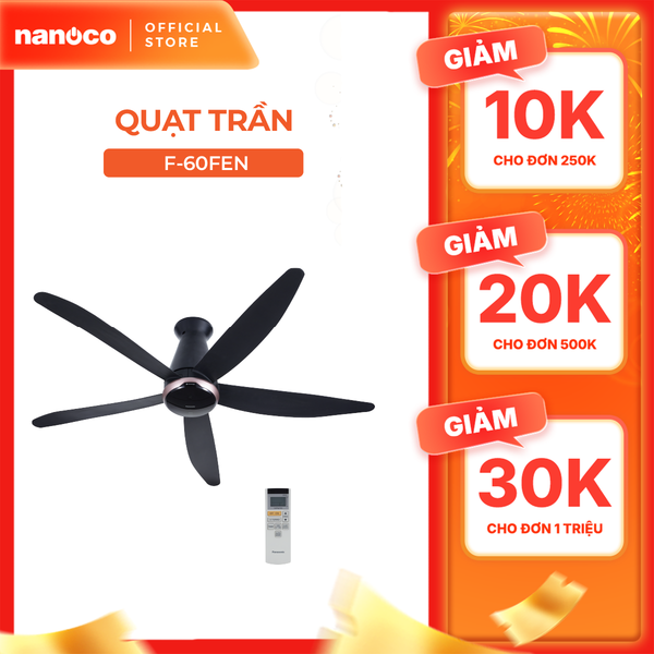Quạt trần Panasonic model F-60FEN (màu đen - 9 chế độ gió  - 40W) - KHÔNG GỒM PHÍ LẮP