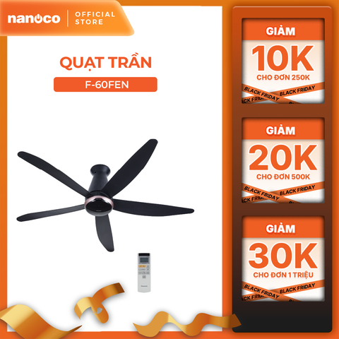 Quạt trần Panasonic model F-60FEN (màu đen - 9 chế độ gió  - 40W) - KHÔNG GỒM PHÍ LẮP