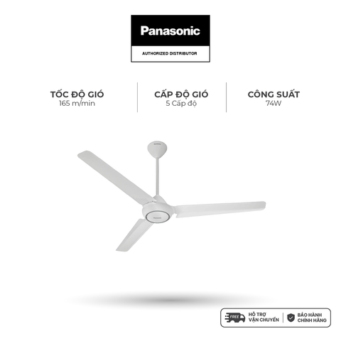 Quạt trần Panasonic model F-60FV2 (màu trắng - 5 chế độ gió - công suất 74W) - KHÔNG GỒM PHÍ LẮP ĐẶT