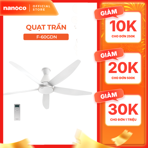 Quạt trần Panasonic model F-60GDN (màu trắng, động cơ DC -  40W) - KO GỒM CP LẮP