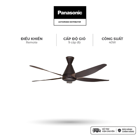 Quạt trần Panasonic model F-60GDS-B (màu nâu, động cơ DC -  40W) - KO GỒM CP LẮP
