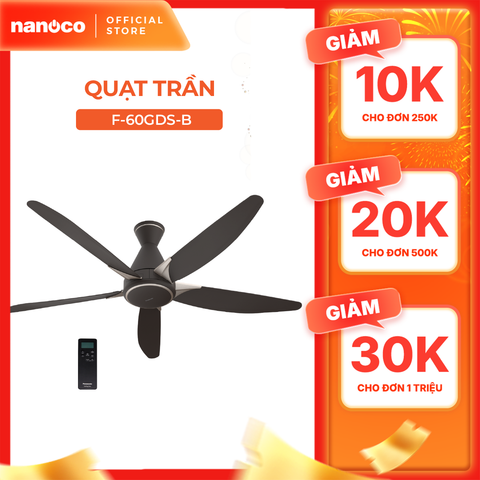Quạt trần Panasonic model F-60GDS-B (màu nâu, động cơ DC -  40W) - KO GỒM CP LẮP