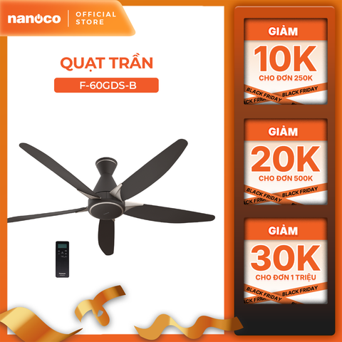 Quạt trần Panasonic model F-60GDS-B (màu nâu, động cơ DC -  40W) - KO GỒM CP LẮP