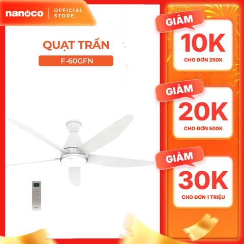 Quạt trần Panasonic model F-60GFN (màu trắng, động cơ DC, đèn Led -  58W) - KO GỒM CP LẮP